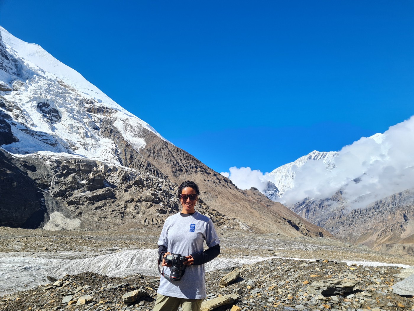 Girl with mountain in background