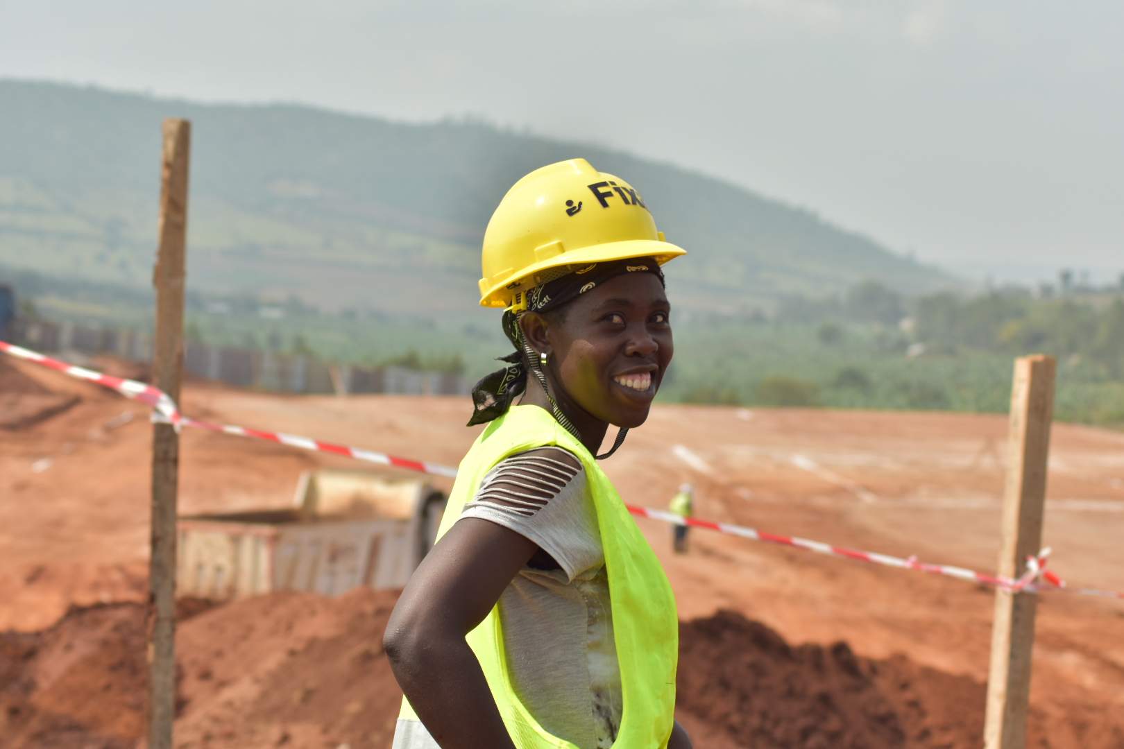 A woman in a Fixa hard had at a job site