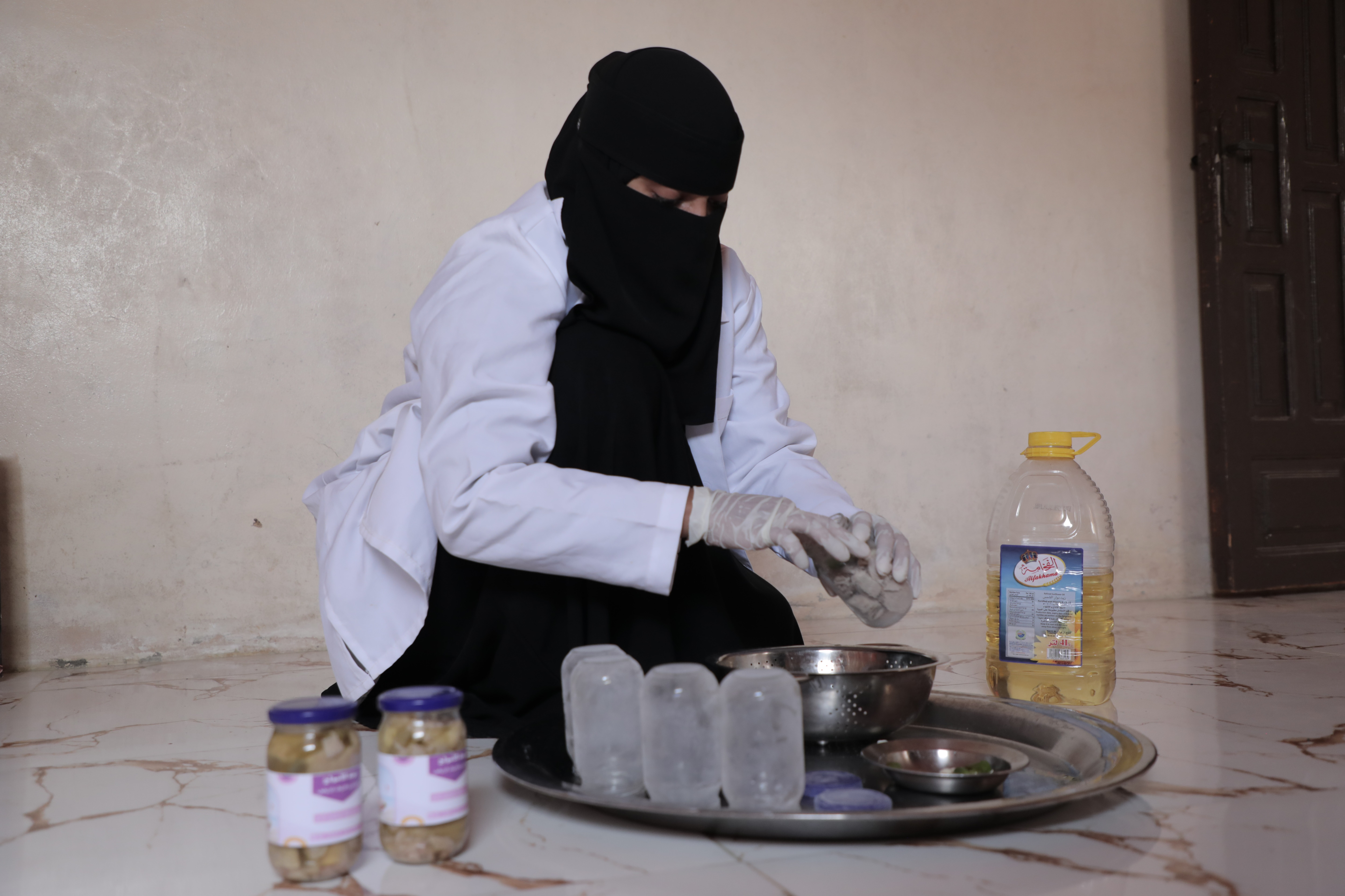 a person sitting on a table