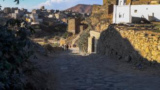 a castle on a dirt road